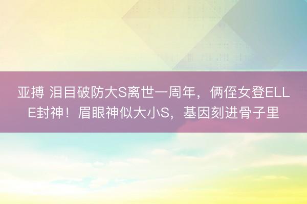 亚搏 泪目破防大S离世一周年,俩侄女登ELLE封神!眉眼神似大小S,基因刻进骨子里