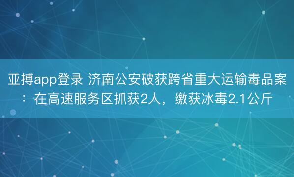 亚搏app登录 济南公安破获跨省重大运输毒品案:在高速服务区抓获2人,缴获冰毒2.1公斤