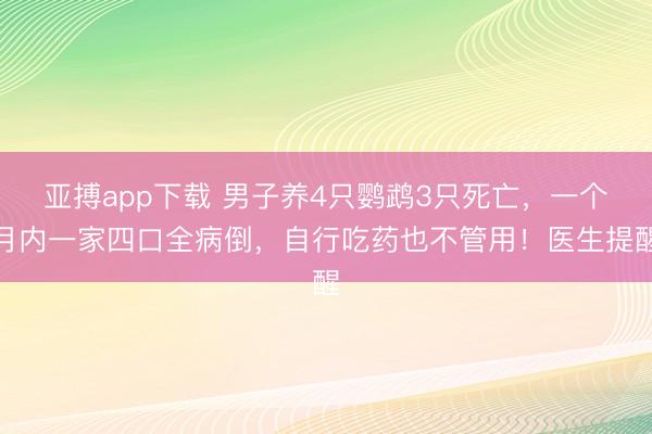 亚搏app下载 男子养4只鹦鹉3只死亡，一个月内一家四口全病倒，自行吃药也不管用！医生提醒