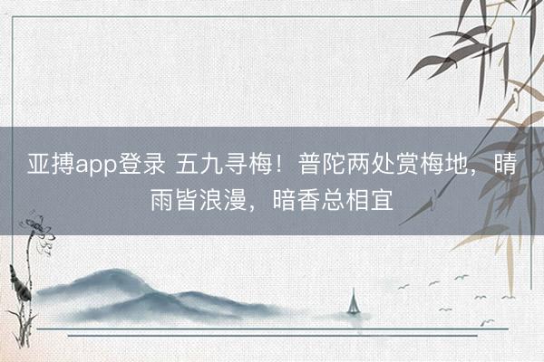 亚搏app登录 五九寻梅!普陀两处赏梅地,晴雨皆浪漫,暗香总相宜