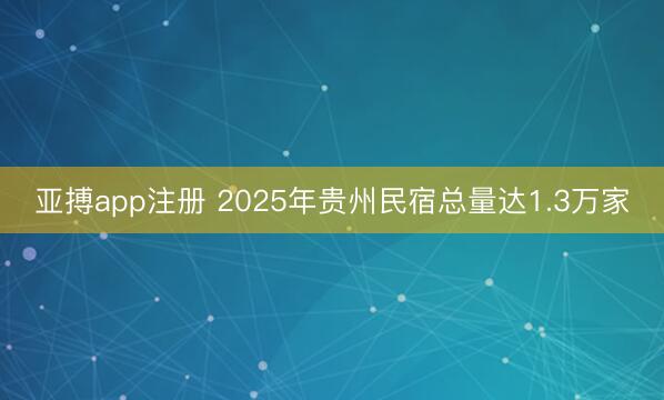 亚搏app注册 2025年贵州民宿总量达1.3万家