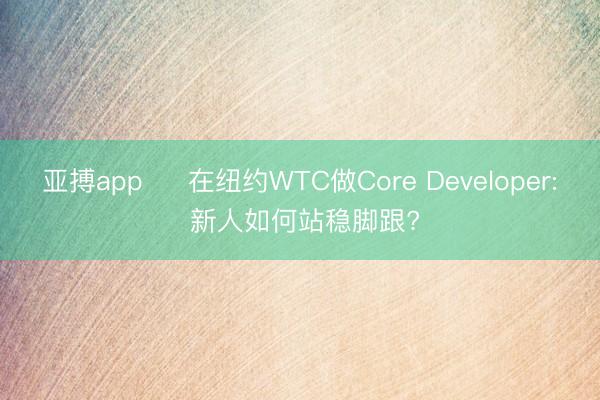 亚搏app ️ 在纽约WTC做Core Developer: 新人如何站稳脚跟?