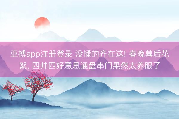 亚搏app注册登录 没播的齐在这! 春晚幕后花絮, 四帅四好意思通盘串门果然太养眼了