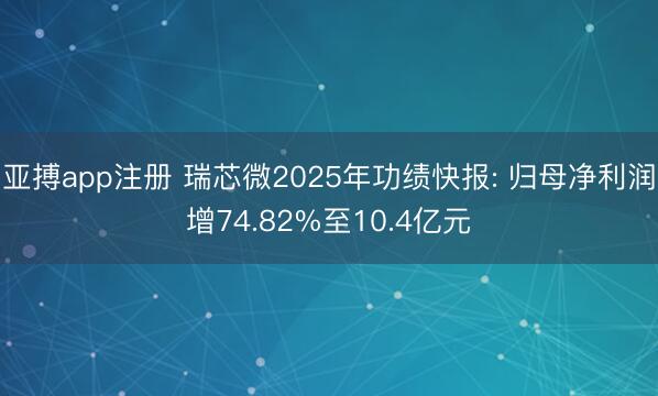 亚搏app注册 瑞芯微2025年功绩快报: 归母净利润增74.82%至10.4亿元