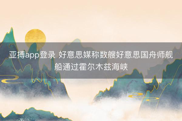 亚搏app登录 好意思媒称数艘好意思国舟师舰船通过霍尔木兹海峡